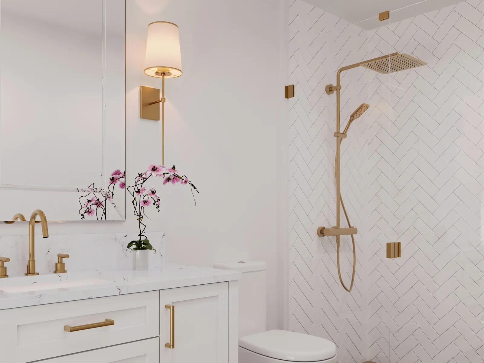 Halo bathroom with walk-in shower